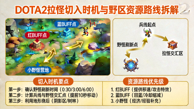 DOTA2拉怪切入时机与野区资源路线拆解画面