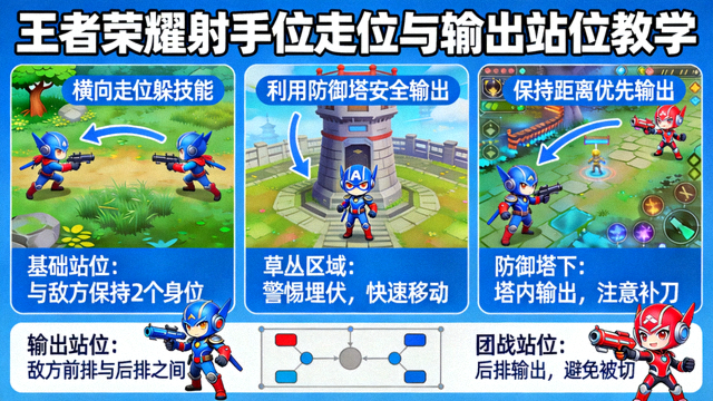 王者荣耀射手位走位与输出站位教学画面